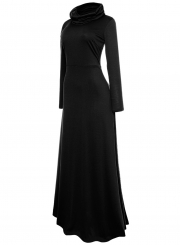 Cowl Neck Long Sleeve Loose Maxi Dress