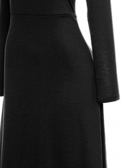 Cowl Neck Long Sleeve Loose Maxi Dress