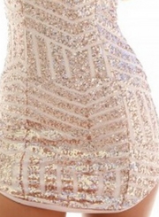 Deep V Neck Sleeveless Sequins Bodycon Dress