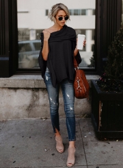 Off Shoulder Irregular Loose Fit Tee