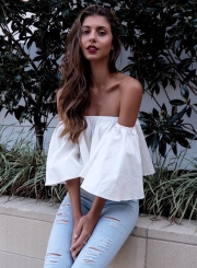 Off Shoulder Loose Fit Ruffle Blouse