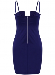 Sexy Spaghetti Strap Sleeveless Backless Solid Color Bodycon Dress
