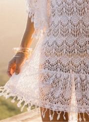 V Neck Loose Fit Lace Cover-up Beachwear