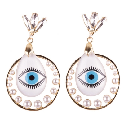 Fashion Novelty Eyes Patterned Drop Earrings