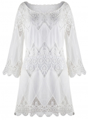 Fashion Solid Color Lace Hollow Out Beachwear