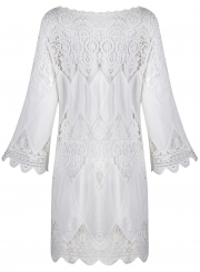 Fashion Solid Color Lace Hollow Out Beachwear
