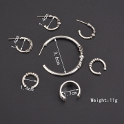 Fashion Alloy Circle Ring Seven Pieces Set Erarings