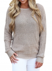 Fashion Round Neck Long Sleeve Back Cross Pullover Sweater