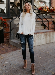 Ripped Loose Fit Knit Sweater