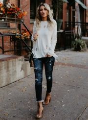 Ripped Loose Fit Knit Sweater