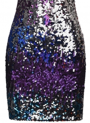 Fashion V Neck Sleeveless Sequins Bodycon Cocktail Dress