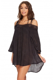 Black Breeze Crochet Off-the-shoulder Beachwear