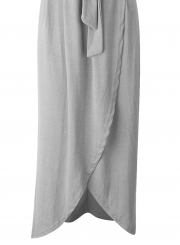 Short Sleeve Slit Maxi Dress with Belt