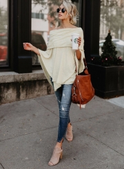 Fashion Off Shoulder Slit Irregular Loose Fit Tee