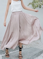 Fashion Solid High Waist Loose Fit Wide Leg Pants