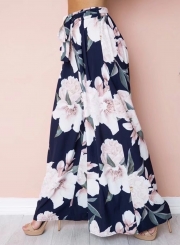 Fashion High Waist Floral Wide Leg Pants