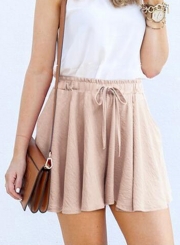 Fashion Elastic Waist Loose Fit Shorts