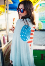 Patriotic Heart American Flag Cardigan Beachwear