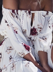 Off Shoulder 3/4 Sleeve Floral Mini Dress