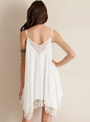 Sleeveless Irregular Lace Trim Dress