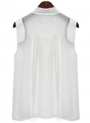 Casual Sleeveless Knot Chiffon Shirt