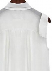 Casual Sleeveless Knot Chiffon Shirt