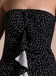 Strapless Polka Dots Ruffle Mini Dress