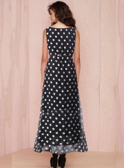 Fashion Sleeveless Polka Dots Maxi Dress