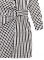 Fashion Stripe Long Sleeve Bodycon Shirt Dress