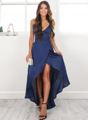 V Neck Sleeveless High Slit Evening Dress