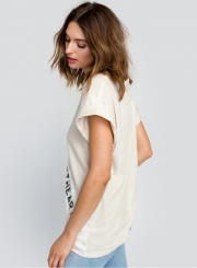 Short Sleeve Letter Printed Loose Tee