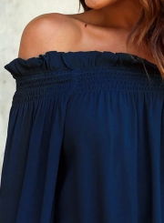 Fashion Off Shoulder Long Sleeve Chiffon Blouse