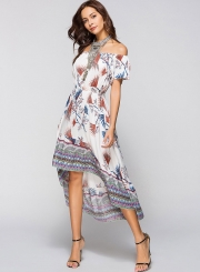 Off Shoulder Floral High Low Dress