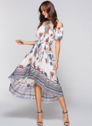 Off Shoulder Floral High Low Dress