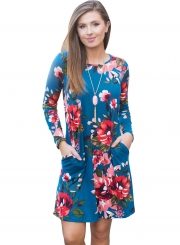 Long Sleeve Floral Dress with Pockets