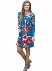 Long Sleeve Floral Dress with Pockets