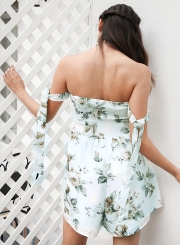 Strapless Sleeveless Bandage Floral Printed Romper