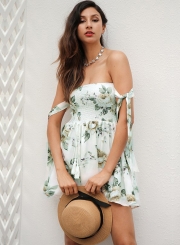 Strapless Sleeveless Bandage Floral Printed Romper