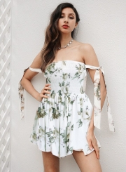 Strapless Sleeveless Bandage Floral Printed Romper