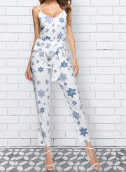 Fashion 2 Piece Snowflake Printed Pants Set