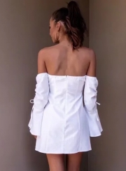 Strapless off Shoulder Flare Sleeve Dress