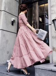 Off Shoulder Pleat Maxi Dress