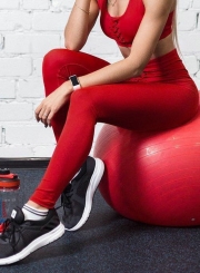 Fashion Solid Color Lacing Yoga Leggings