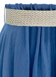 Fashion Swing Skirt  with Belt Big Hem Skirt