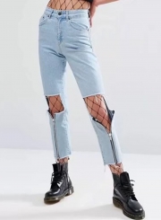 Hole Washed Boyfriend  Jeans