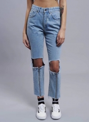 Hole Washed Boyfriend  Jeans