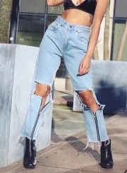 Hole Washed Boyfriend  Jeans