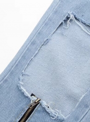 Hole Washed Boyfriend  Jeans