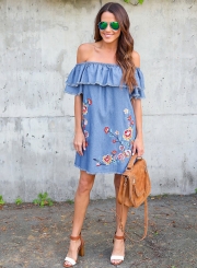 Off Shoulder Embroidered Dress