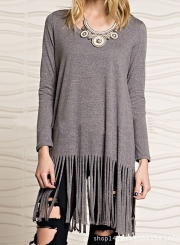 Fashion Casual Tassel Fringe Tee Shirt